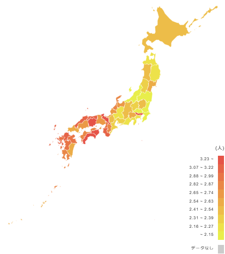 人口千人当たりの医師数(2022年)